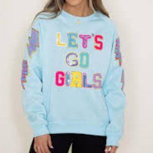 "Let's Go Girls" Sparkle Crew Pullover Long Sleeve Simply Southern Sz Large NWT